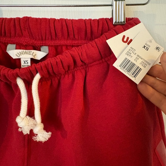 Unwell Women's Red Athletic Drawstring Shorts - Picture 2 of 3